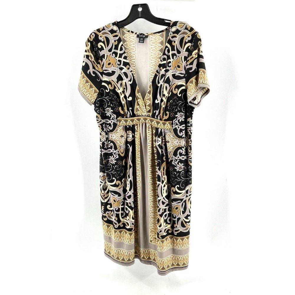 SNAP Women's Short Sleeve V Neck Stretch Knit Tunic Dress Size 2X